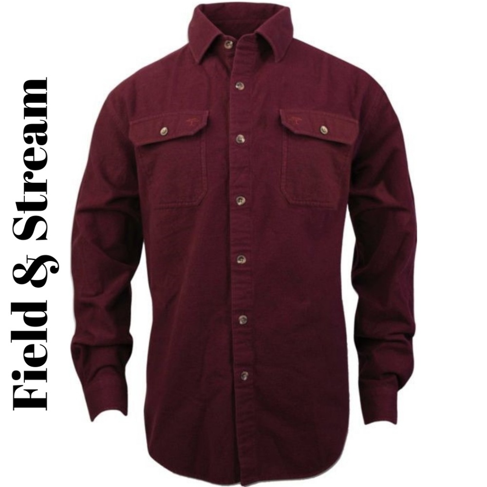 FIELD & STREAM Burgundy Button Down Flannel Size M